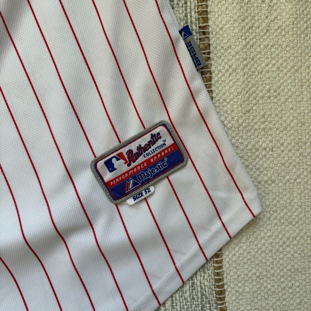 Philadelphia Phillies Hunter Pence #3 White Red Striped Baseball Jersey Size 52 - Picture 8 of 9